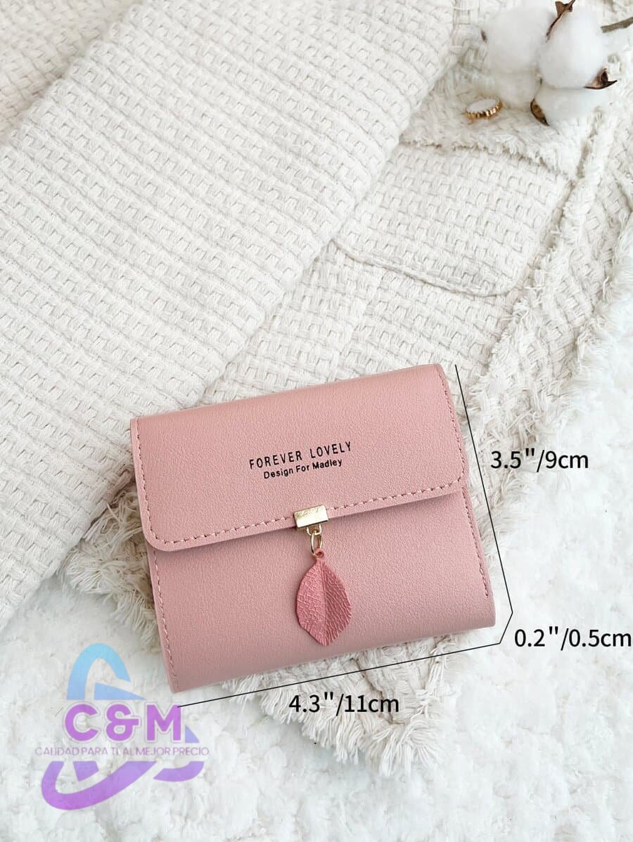 MONEDERO ROSADO CON 01 DIJE HOJA ROSADA M21